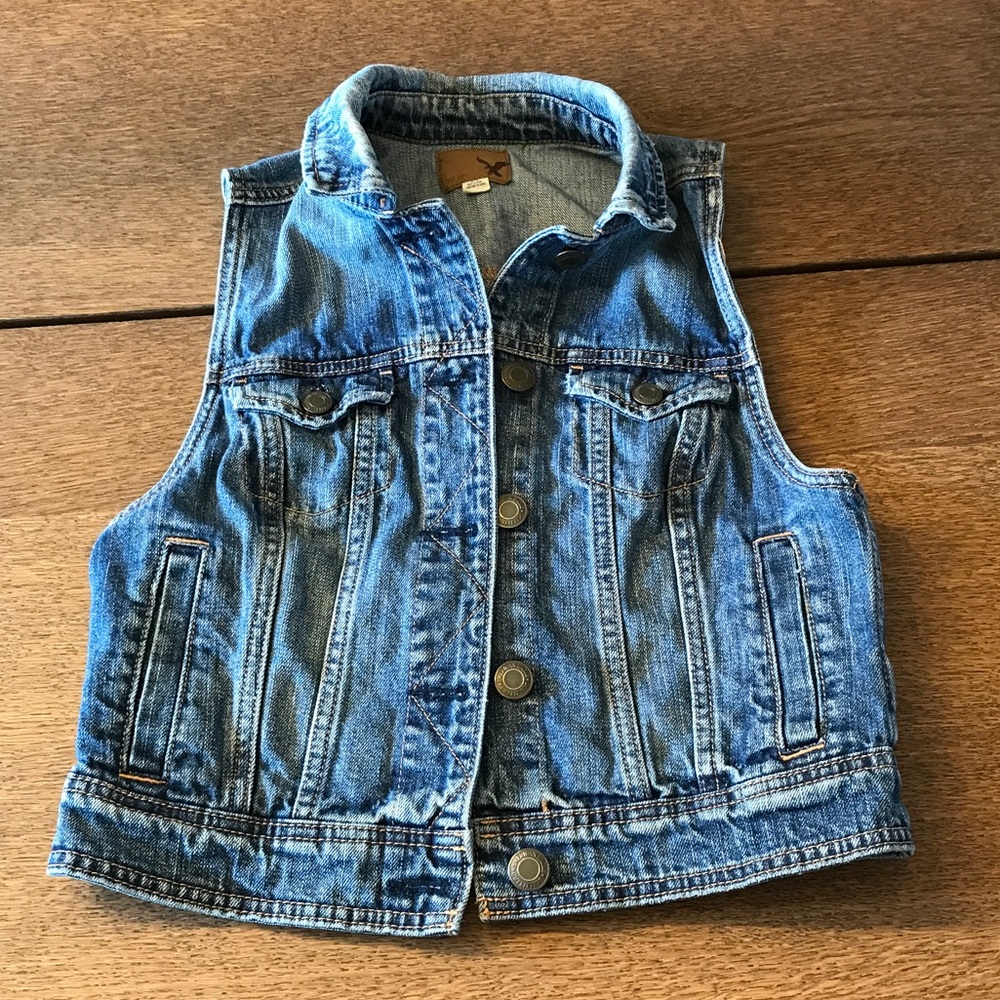 American Eagle Outfitters Blue Denim Vest